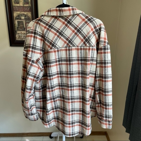 shein flat pocket plaid coat - Picture 4 of 7